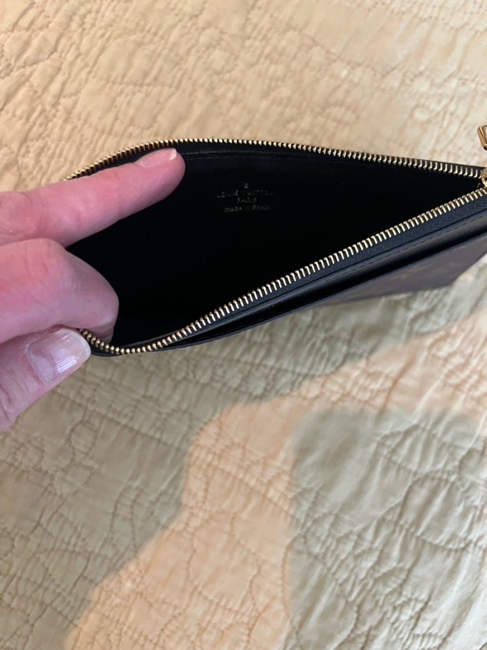 Authentic Louis Vuitton Monogram and Black Leather slim purse/wallet/card holder - Picture 4 of 6